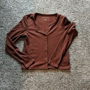 AE Button Front Crop Top